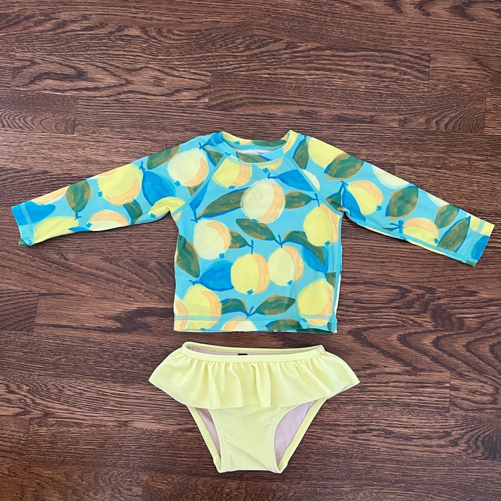 Tea Collection Two-piece Baby Lemon Swimsuit, Rash-guard and bottoms